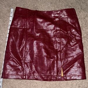 Skies Are Blue Textured Burgundy Mini Skirt